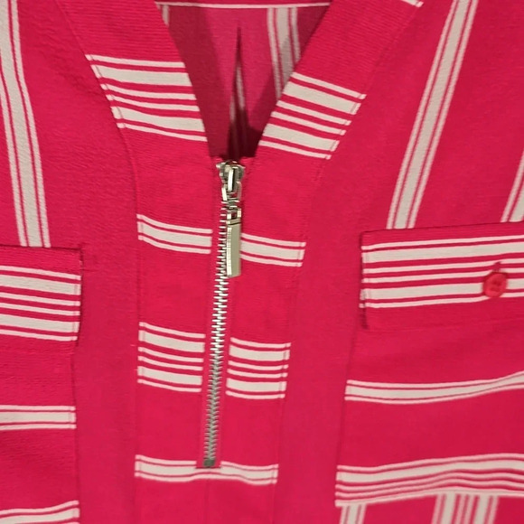 {Studio Works} Womens Pink Striped Roll Tab Long Sleeve Blouse - Size Medium - Picture 7 of 9